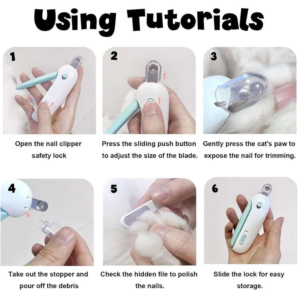 Gravity-Assist Pet Nail Clippers with Adjustable Hole - Safe Cat Nail Clippers for Small Animals