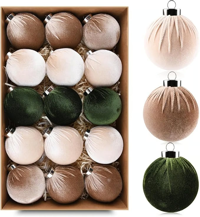 15pcs Christmas Tree Ornaments Velvet Balls🎁