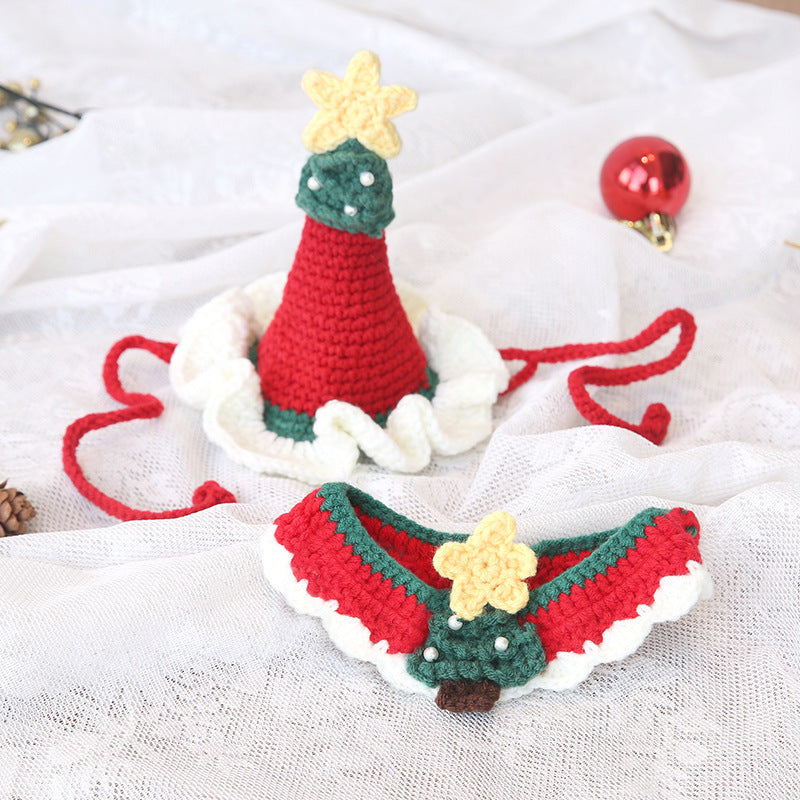Adorable Christmas Pet Outfit β Festive Scarf & Hat Set for Dogs & Cats π